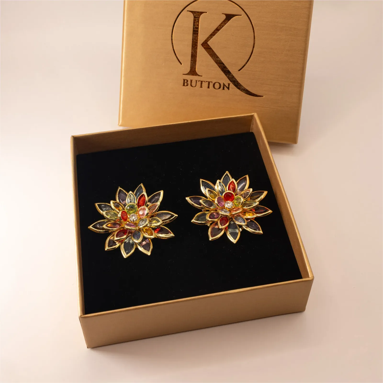 Ozdobné klipy na gombíky DAHLIA RAINBOW – Kbutton