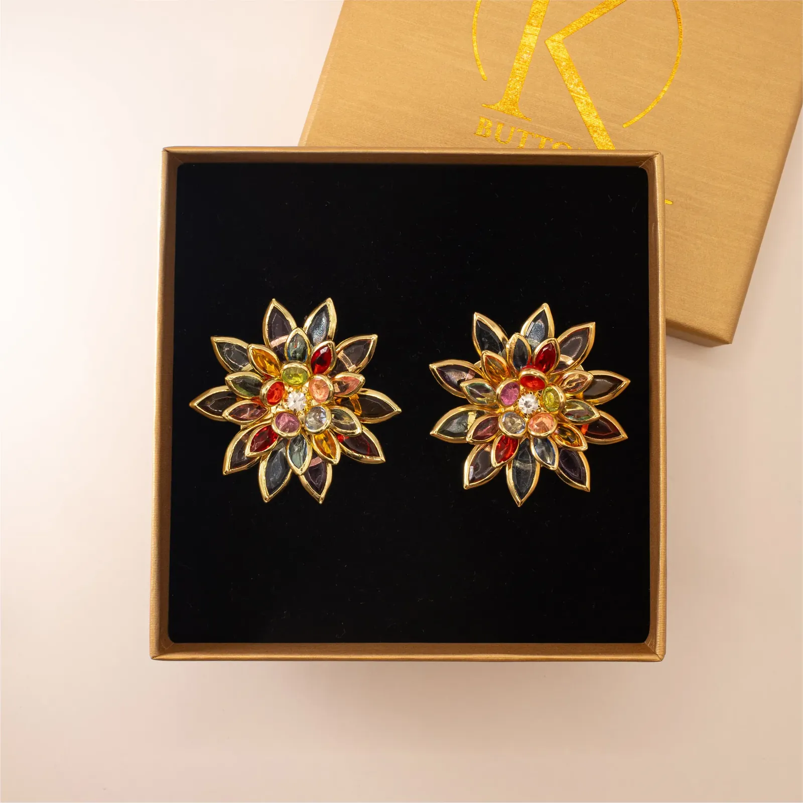Ozdobné klipy na gombíky DAHLIA RAINBOW – Kbutton
